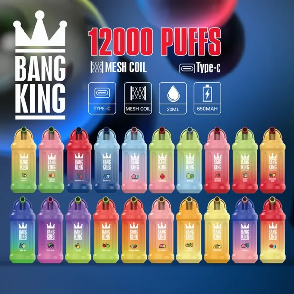 Bang King 12000 Puffs 0% 2% 3% 5% Vape reîncărcabil de unică folosință cu nicotină Comerț cu ridicata - KeenVape - 1