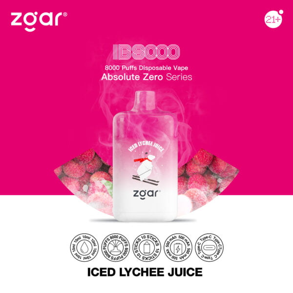 ZGAR ICE BOX 8000 Puffs 2% Nikotinový dobíjecí jednorázový vape velkoobchod – KeenVape – 8