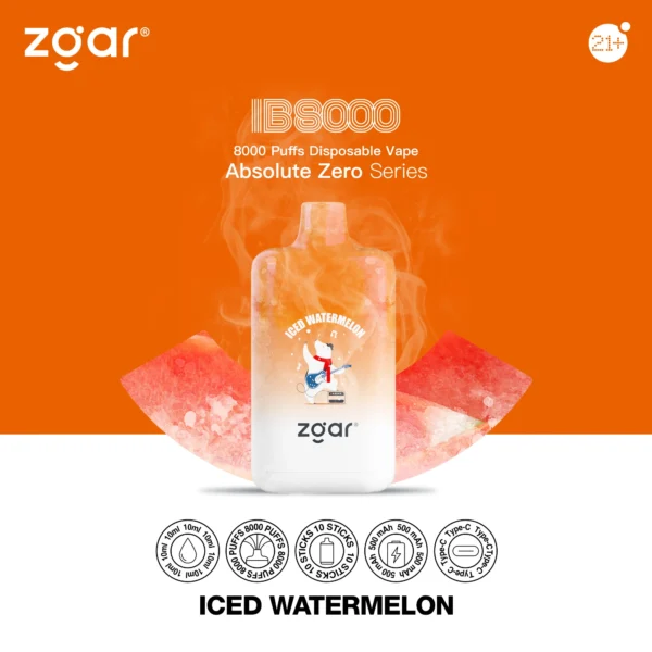 ZGAR ICE BOX 8000 Puffs 2% Nikotinová dobíjecí jednorázová vape velkoobchod – KeenVape – 11