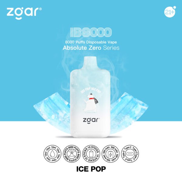 ZGAR ICE BOX 8000 Puffs 2% Nikotinový dobíjecí jednorázový vape velkoobchod – KeenVape – 4