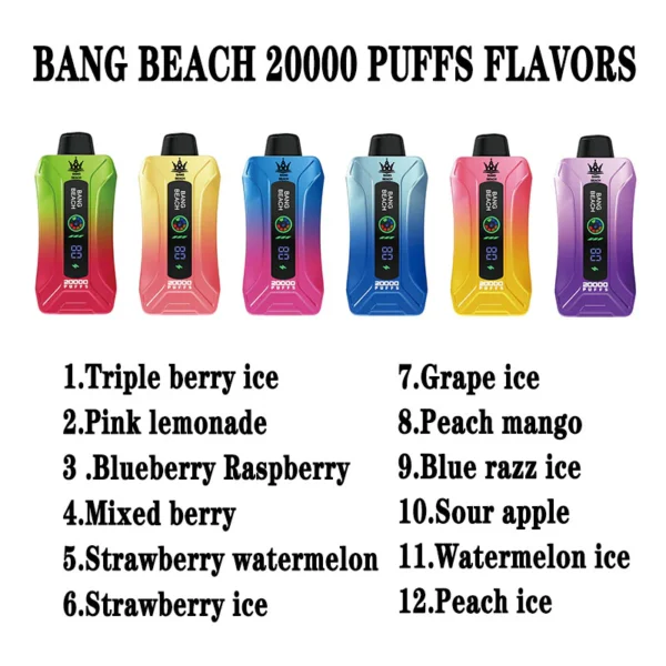 Bang Beach 20000 Puffs 0% 2% 3% 5% Caneta Vapes descartáveis ​​recarregáveis ​​com baixa nicotina em massa Compre no atacado - KeenVape - 12