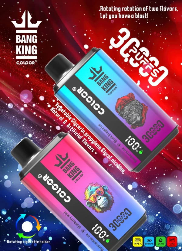 Bang King 30000 Puffs Sabor Duplo 0% 2% 3% 5% Caneta Vapes Descartáveis ​​Recarregáveis ​​com Baixa Nicotina em Massa Compre no Atacado - KeenVape - 1