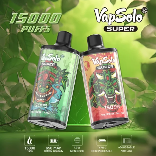 Vapsolo Super 15000 Puffs 2% 5% Düşük Nikotinli Toplu Şarj Edilebilir Tek Kullanımlık Vapes Kalemi Toptan Satın Alın - KeenVape - 1