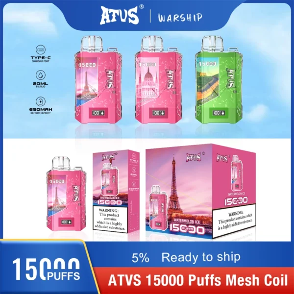 Atvs 15000 Puffs 5% Oplaadbare wegwerpvapes-pen met laag nicotinegehalte, bulk kopen groothandel - KeenVape - 8