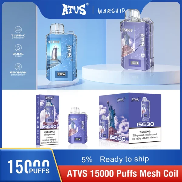 Atvs 15000 Puffs 5% Oplaadbare wegwerp-vapes-pen met laag nicotinegehalte, bulk kopen groothandel - KeenVape - 12