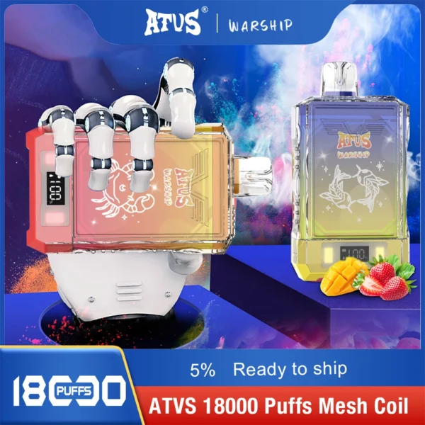 Atvs Warship 18000 Puffs 5% Перезаряжаемые одноразовые ручки для электронных сигарет с низким содержанием никотина Купить оптом - KeenVape - 10