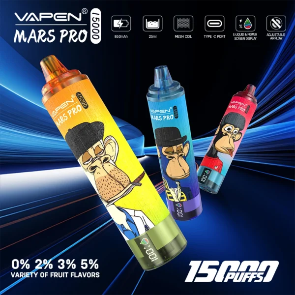 VAPEN Mrs Pro 15000 Puffs 2% Stylo vapes jetable rechargeable à faible teneur en nicotine Acheter en gros - KeenVape - 1