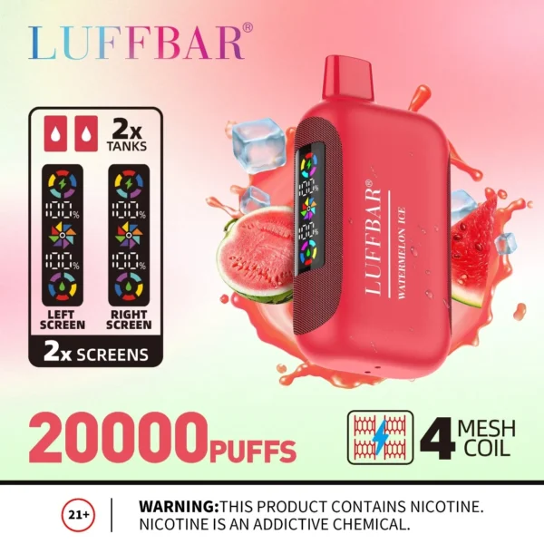 VASY LUFFBAR Dually 20000 Puffs Подвійний цифровий екран 50 мг з низьким вмістом нікотину Перезаряджувана одноразова ручка для вейпів оптом Купуйте оптом - KeenVape - 1