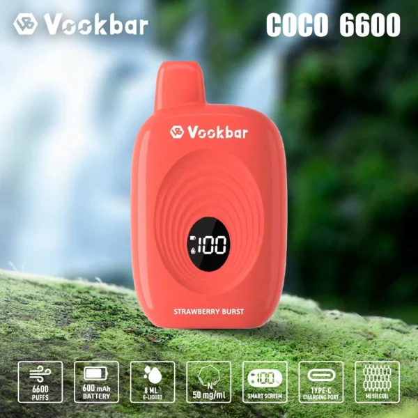 Vookbar Coco 6600 Puffs Digital Smart Screen 3% Перезаряджуваний одноразовий вейп-ручка з низьким вмістом нікотину Купуйте оптом - KeenVape - 4