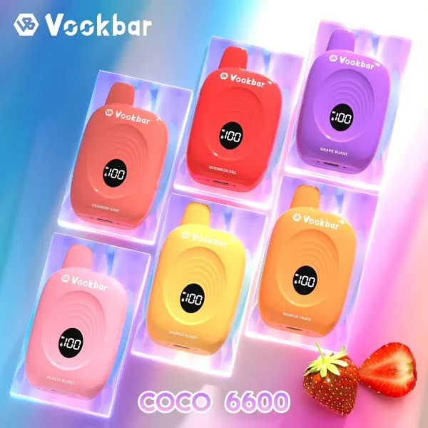 Vookbar Coco 6600 Puffs Digital Smart Screen 3% Перезаряджуваний одноразовий вейп-ручка з низьким вмістом нікотину Купуйте оптом - KeenVape - 1