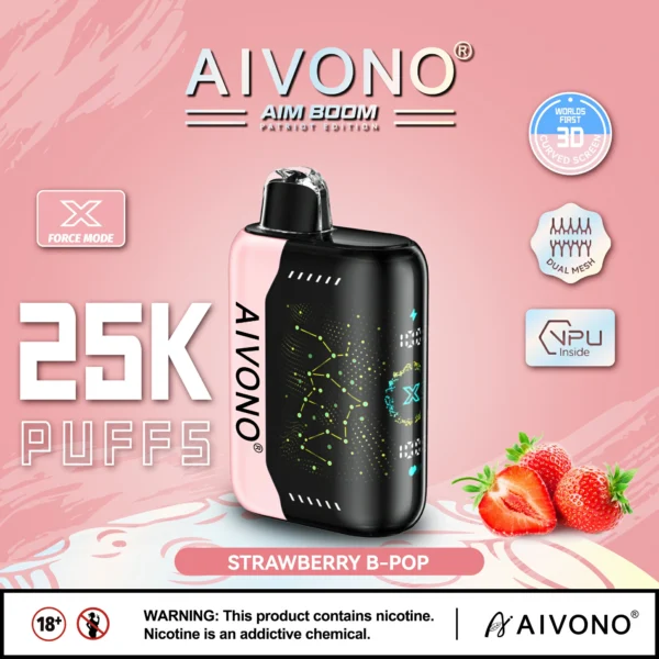 AIVONO AIM BOOM 25000 Puffs Двойной сетчатый цифровой экран 0% 2% 3% 5% Перезаряжаемые одноразовые ручки для электронных сигарет с низким содержанием никотина Купить оптом - KeenVape - 9