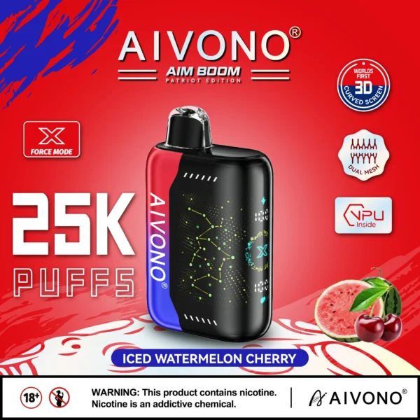 AIVONO AIM BOOM 25000 Puffs Двойной сетчатый цифровой экран 0% 2% 3% 5% Перезаряжаемые одноразовые ручки для электронных сигарет с низким содержанием никотина Купить оптом - KeenVape - 2