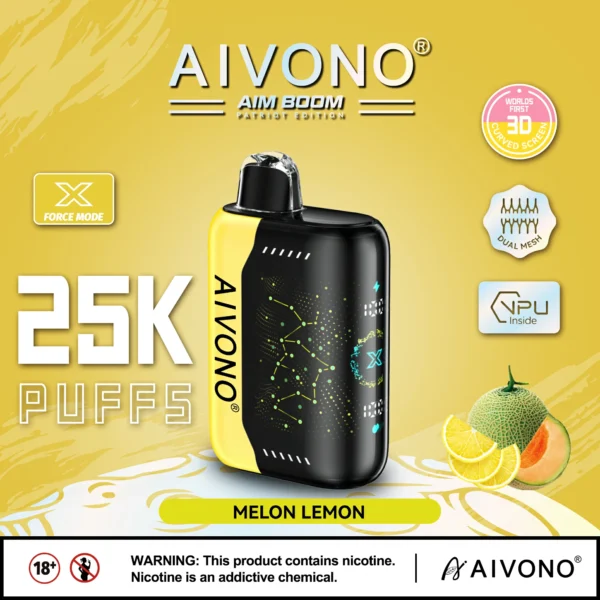 AIVONO AIM BOOM 25000 Puffs Двойная сетка с цифровым экраном 0% 2% 3% 5% Перезаряжаемые одноразовые ручки для электронных сигарет с низким содержанием никотина Купить оптом - KeenVape - 5