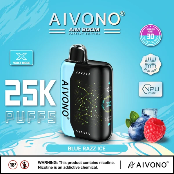 AIVONO AIM BOOM 25000 Puffs Двойная сетка с цифровым экраном 0% 2% 3% 5% Перезаряжаемые одноразовые ручки для электронных сигарет с низким содержанием никотина Купить оптом - KeenVape - 6