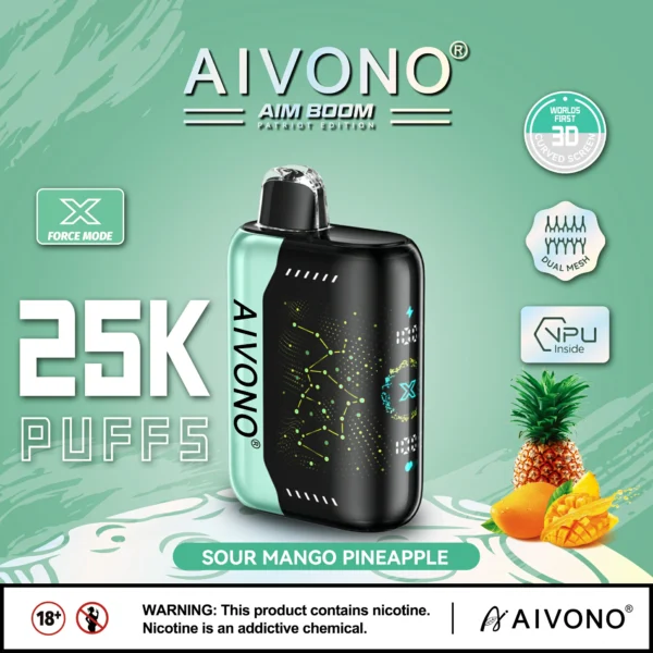 AIVONO AIM BOOM 25000 Puffs Двойная сетка с цифровым экраном 0% 2% 3% 5% Перезаряжаемые одноразовые ручки для электронных сигарет с низким содержанием никотина Купить оптом - KeenVape - 7