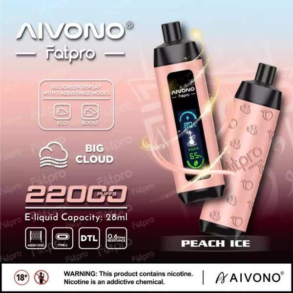 Ecran digital AIVONO Fatpro 22000 Puffs Hookah 0% 2% 3% 5% Nivel scăzut de nicotină Reîncărcabil Vapes Pen vrac Cumpărați cu ridicata - KeenVape - 3