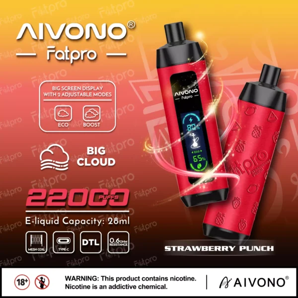 Ecran digital AIVONO Fatpro 22000 Puffs Hookah 0% 2% 3% 5% Nivel scăzut de nicotină Reîncărcabil Vapes Pen vrac Cumpărați cu ridicata - KeenVape - 6