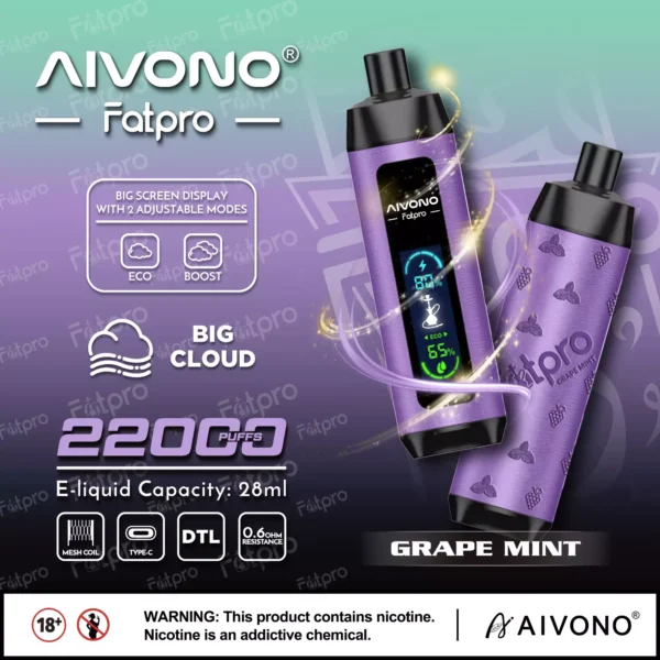 Ecran digital AIVONO Fatpro 22000 Puffs Hookah 0% 2% 3% 5% Nivel scăzut de nicotină Reîncărcabil Vapes Pen vrac Cumpărați cu ridicata - KeenVape - 8