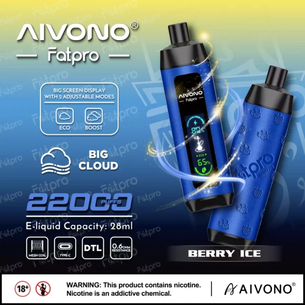 Ecran digital AIVONO Fatpro 22000 Puffs Hookah 0% 2% 3% 5% Nivel scăzut de nicotină Reîncărcabil Vapes Pen vrac Cumpărați cu ridicata - KeenVape - 10