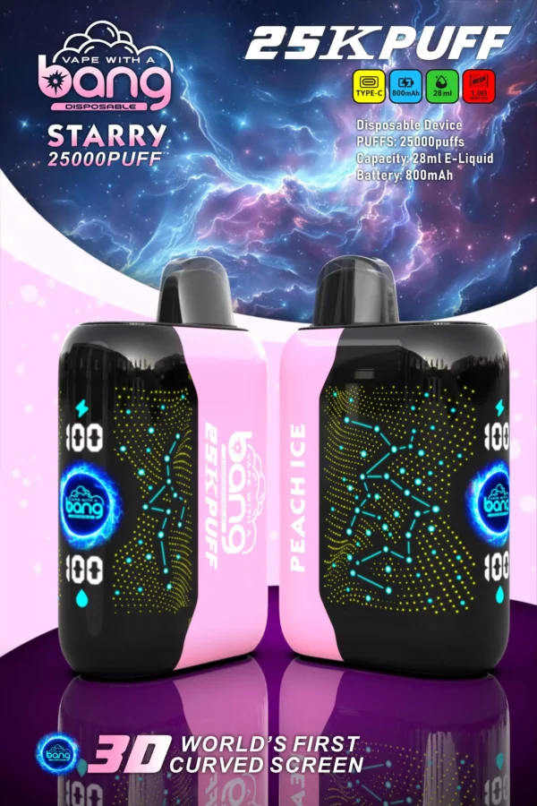 Bang Starry 25000 Puffs 3D gebogen scherm 0% 2% 3% 5% Oplaadbare wegwerpvapes-pen met laag nicotinegehalte Bulk kopen groothandel - KeenVape - 16