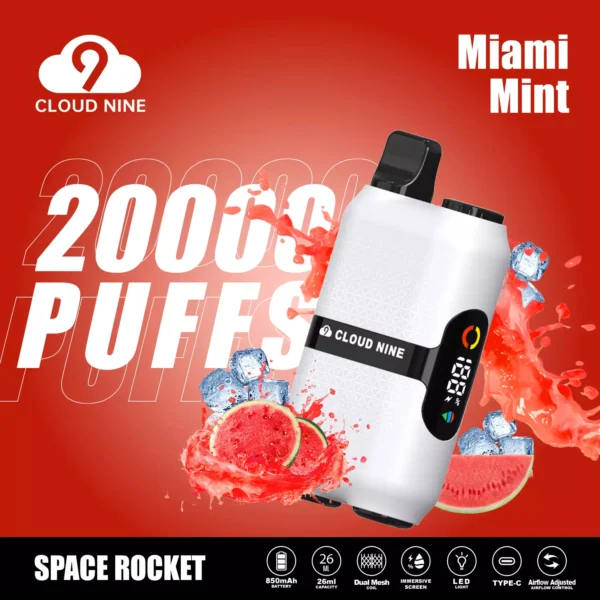 CLOUD NINE D33 20000 Puffs Иммерсивный экран с двойной сеткой 5% Перезаряжаемая одноразовая ручка для вейпов с низким содержанием никотина. Купить оптом - KeenVape - 10