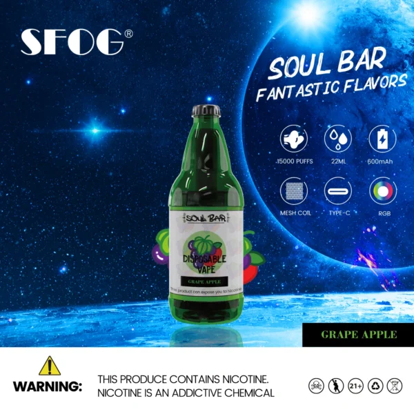 SFOG SOUL BAR 15000 Puffs RGB 5% Перезаряжаемая одноразовая ручка для электронных сигарет с низким содержанием никотина. Купить оптом - KeenVape - 11