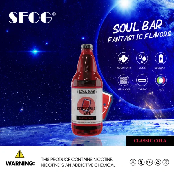 SFOG SOUL BAR 15000 Puffs RGB 5% Перезаряжаемая одноразовая ручка для вейпов с низким содержанием никотина Купить оптом - KeenVape - 6