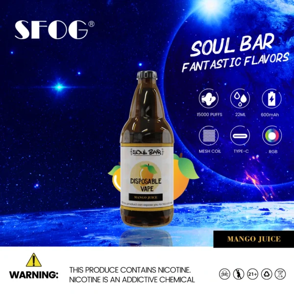 SFOG SOUL BAR 15000 Puffs RGB 5% Перезаряжаемая одноразовая ручка для вейпов с низким содержанием никотина Купить оптом - KeenVape - 10